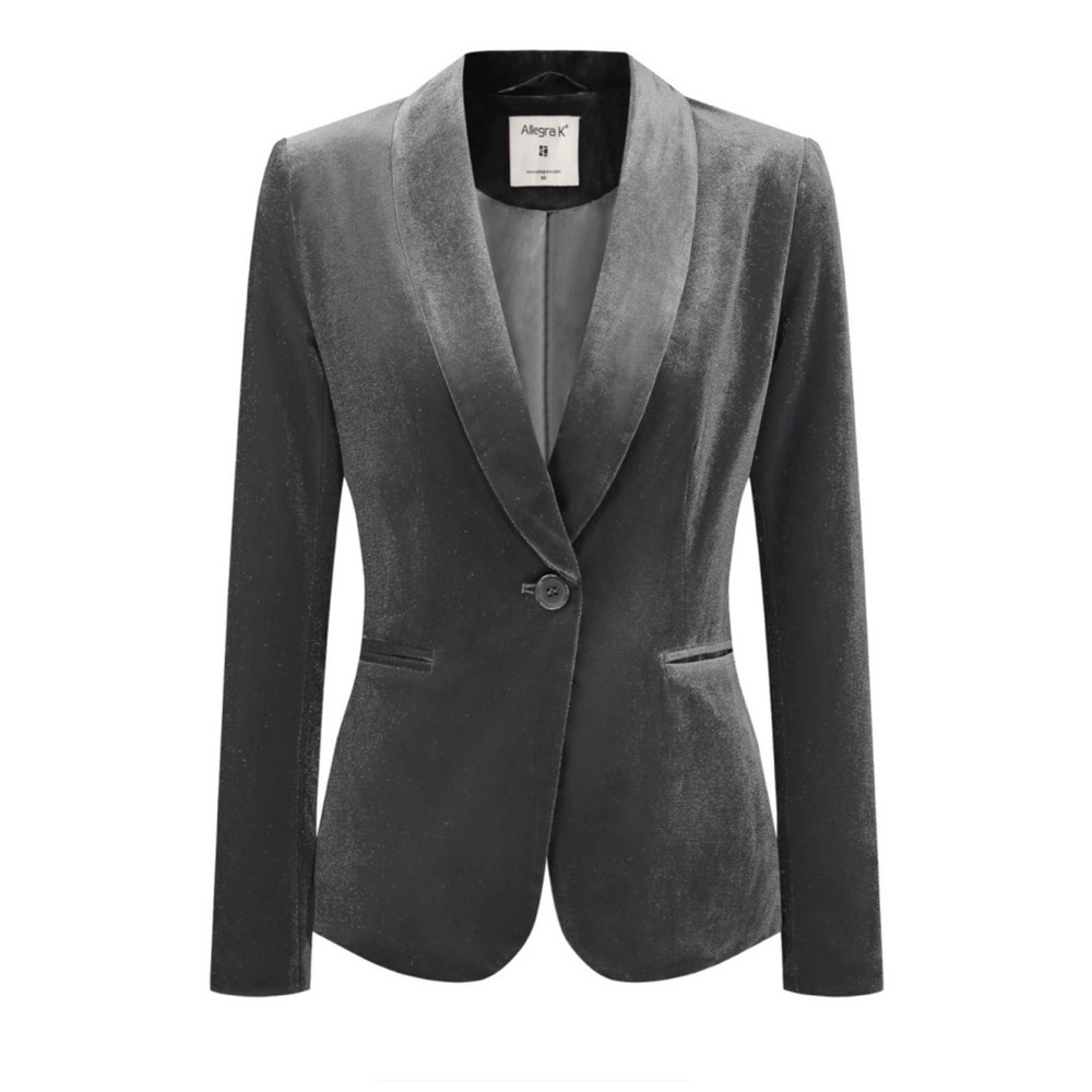 NWT Allegra K Women's Charcoal Velvet Blazer